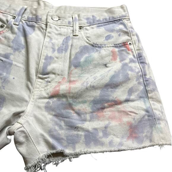 John Elliott Cut Off White Paint Splatter Shorts New w/out Tags Women's 27 - Picture 7 of 8